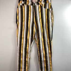 🛑SOLD🛑Donna L’Oren XL Stripes High Waist Jeans Black Stretch Ankle Pants